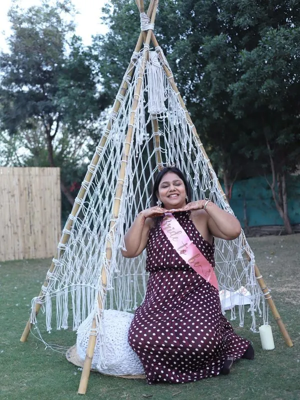 Bride at Macrame Teepee